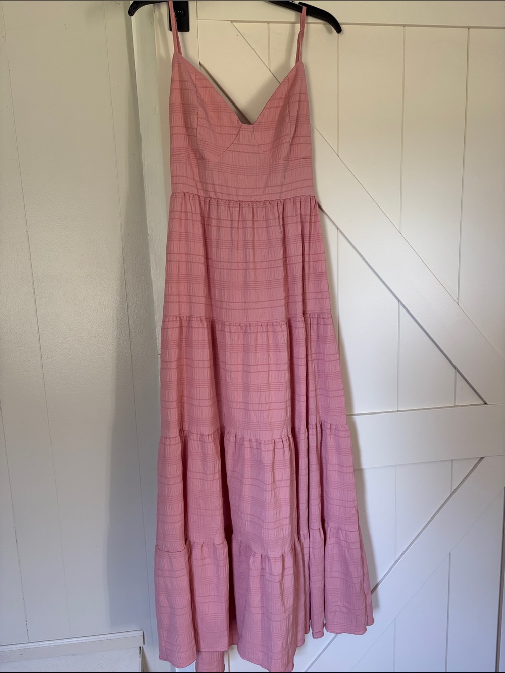 SHEIN Blush Pink Tiered Spaghetti-Strap Maxi Dress